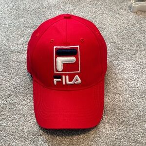 Fila Red Baseball Cap with Navy and White Logo